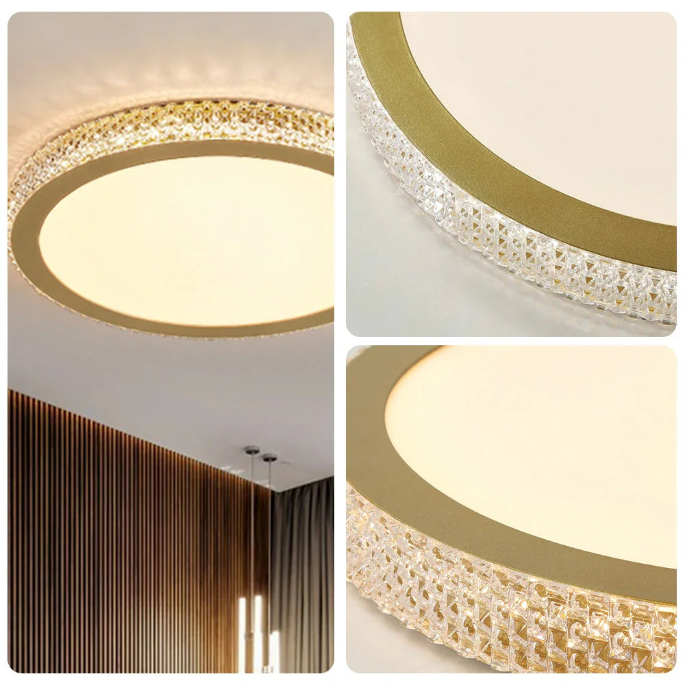 LIVARA 40/50cm LED Ceiling Light Tri-Color Dimmable Flush Mount Lamp with PMMA Shade & Iron Body for Living Room Bedroom - Gold