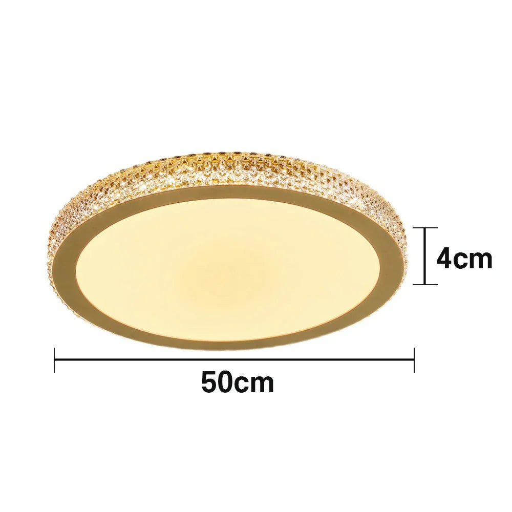 LIVARA 40/50cm LED Ceiling Light Tri-Color Dimmable Flush Mount Lamp with PMMA Shade & Iron Body for Living Room Bedroom - Gold