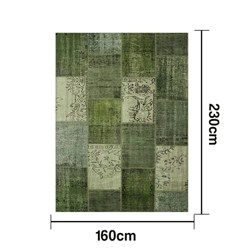 LIVARA 160/200cm Elegant Vintage Loop-Pile Rug Waterproof Stain-Resistant Anti-Static Soft & Durable - Green