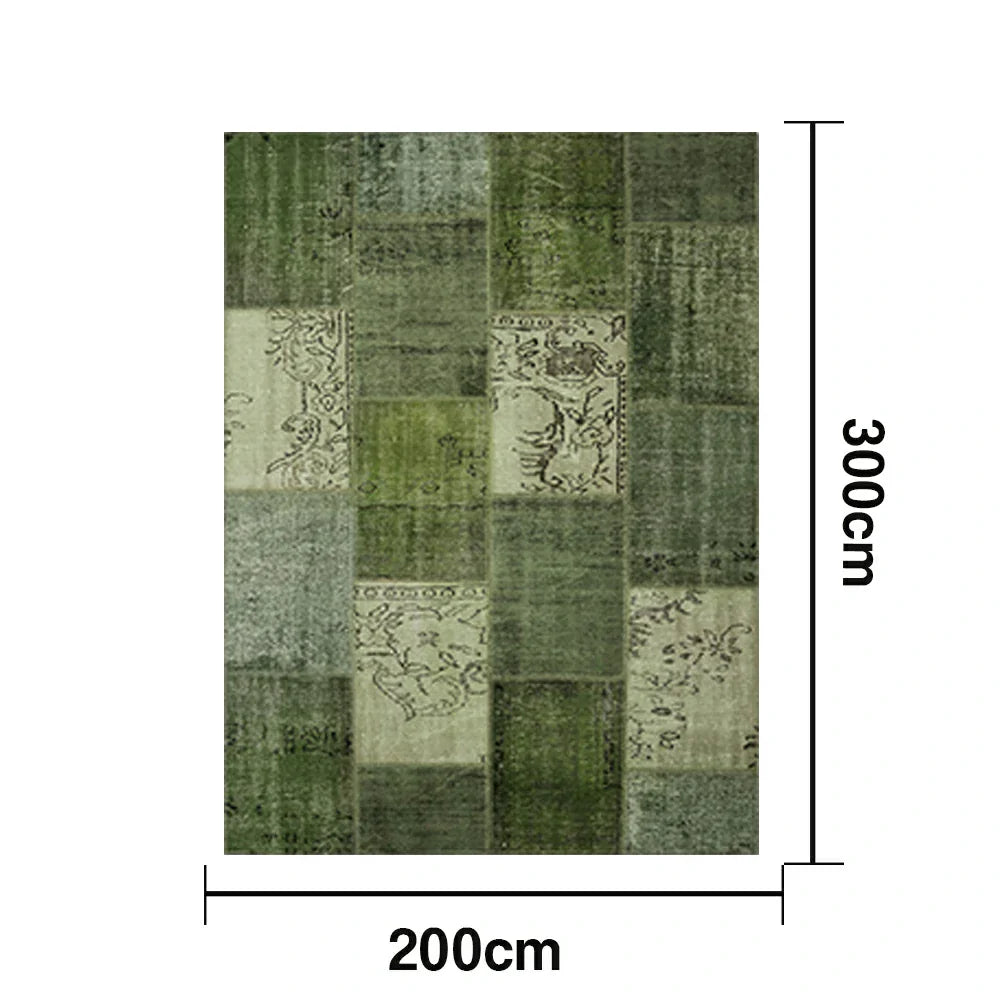 LIVARA 160/200cm Elegant Vintage Loop-Pile Rug Waterproof Stain-Resistant Anti-Static Soft & Durable - Green