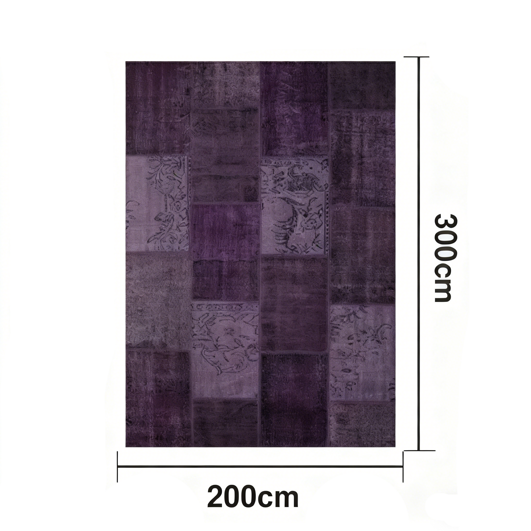 LIVARA 160/200cm Elegant Vintage Loop-Pile Rug Waterproof Stain-Resistant Anti-Static Soft & Durable - Purple