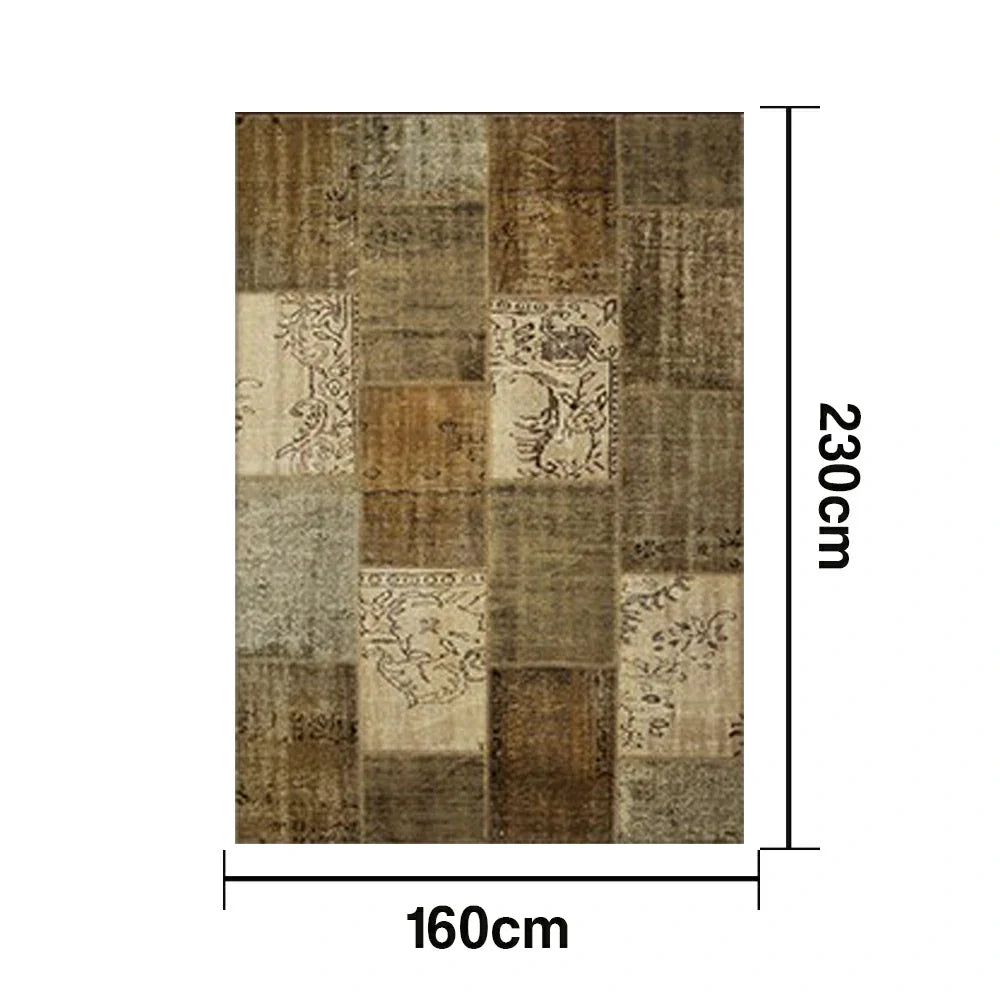 LIVARA 160/200cm Elegant Vintage Loop-Pile Rug Waterproof Stain-Resistant Anti-Static Soft & Durable - Brown