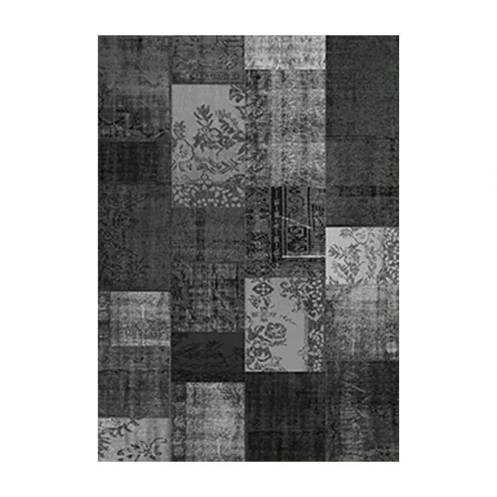 LIVARA 160/200cm Elegant Vintage Loop-Pile Rug Waterproof Stain-Resistant Anti-Static Soft & Durable - Black