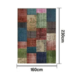 LIVARA 160/200cm Elegant Vintage Loop-Pile Rug Waterproof Stain-Resistant Anti-Static Soft & Durable - Color Patchwork