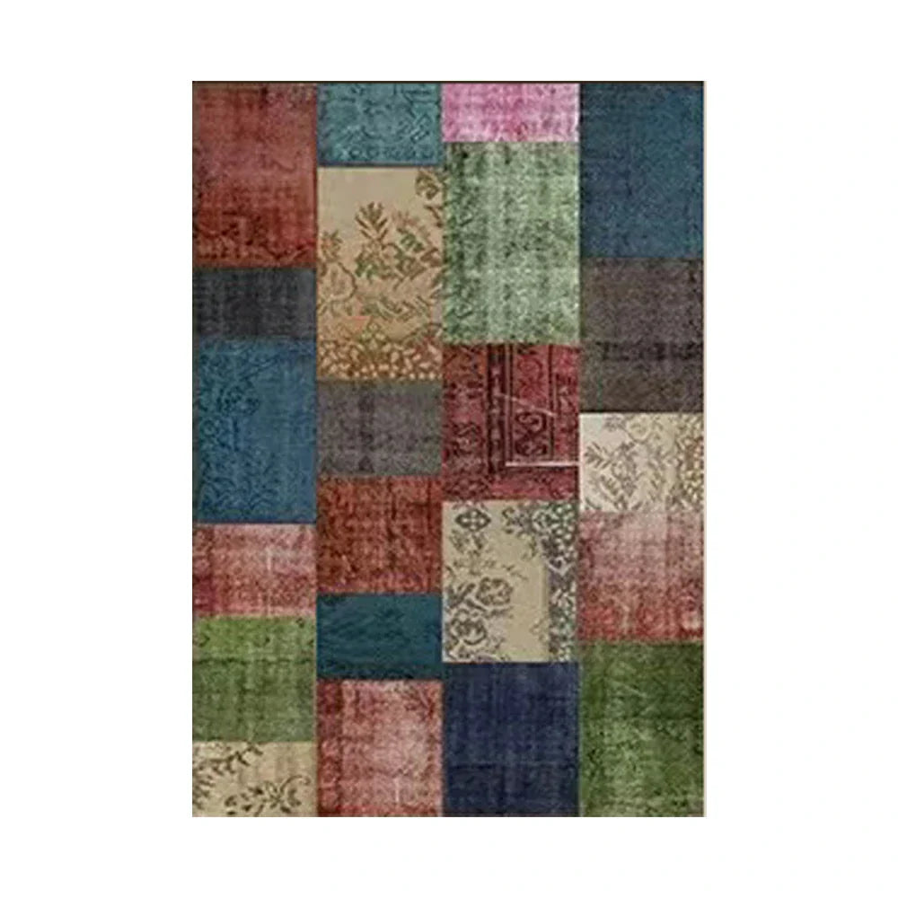 LIVARA 160/200cm Elegant Vintage Loop-Pile Rug Waterproof Stain-Resistant Anti-Static Soft & Durable - Color Patchwork