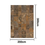 LIVARA 160/200cm Vintage Patchwork Loop-Pile Rug - Waterproof Stain-Resistant Anti-Static Soft & Durable - Rustic Brown Style