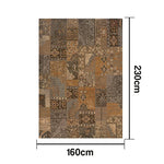 LIVARA 160/200cm Vintage Patchwork Loop-Pile Rug - Waterproof Stain-Resistant Anti-Static Soft & Durable - Rustic Brown Style