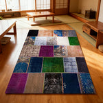LIVARA 160/200cm Colorful Vintage Patchwork Loop-Pile Rug - Waterproof Stain-Resistant Anti-Static Soft & Durable - Multi-Color Design