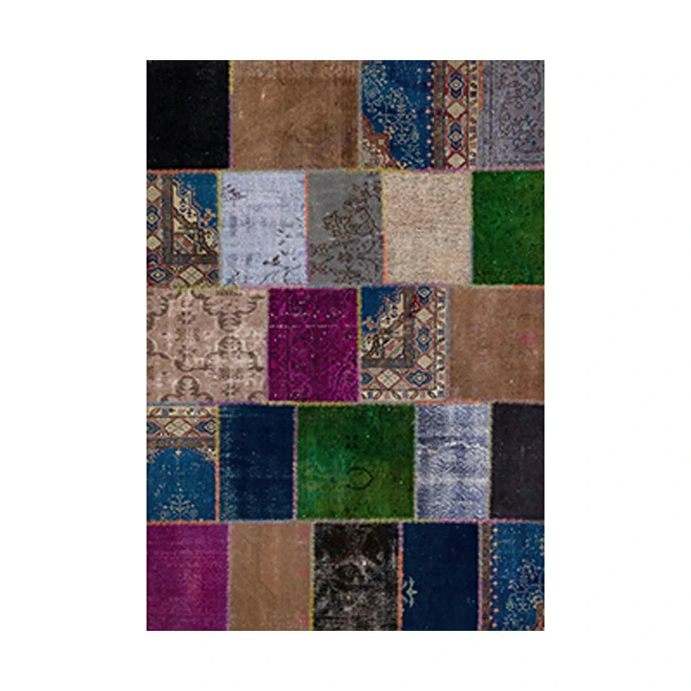 LIVARA 160/200cm Colorful Vintage Patchwork Loop-Pile Rug - Waterproof Stain-Resistant Anti-Static Soft & Durable - Multi-Color Design