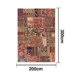 LIVARA 160/200cm Red Vintage Patchwork Loop-Pile Rug - Waterproof Stain-Resistant Anti-Static Soft & Durable - Oriental Pattern Design