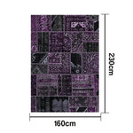 LIVARA 160/200cm Purple Vintage Patchwork Loop-Pile Rug - Waterproof Stain-Resistant Anti-Static Soft & Durable - Dark Purple Design
