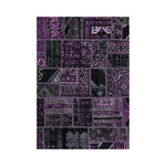 LIVARA 160/200cm Purple Vintage Patchwork Loop-Pile Rug - Waterproof Stain-Resistant Anti-Static Soft & Durable - Dark Purple Design