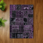 LIVARA 160/200cm Purple Vintage Patchwork Loop-Pile Rug - Waterproof Stain-Resistant Anti-Static Soft & Durable - Dark Purple Design