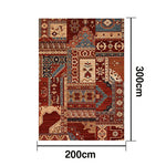 LIVARA 160/200cm Red & Blue Oriental Patchwork Loop-Pile Rug - Waterproof Stain-Resistant Anti-Static Soft & Durable - Vintage Pattern Design