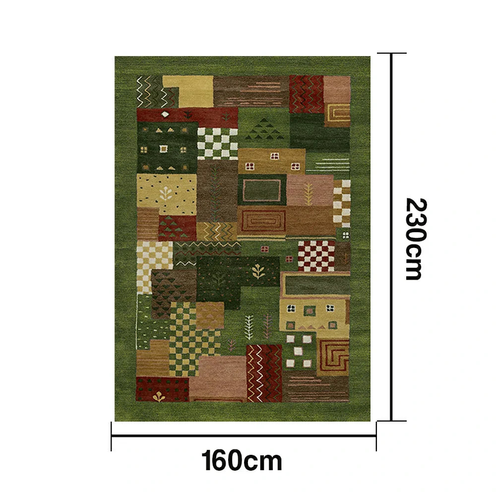 LIVARA 160/200cm Jade Green Loop-Pile Rug - Upgraded Non-Slip Eco Cotton-Latex Backing - Waterproof Stain-Resistant Soft & Durable - Green
