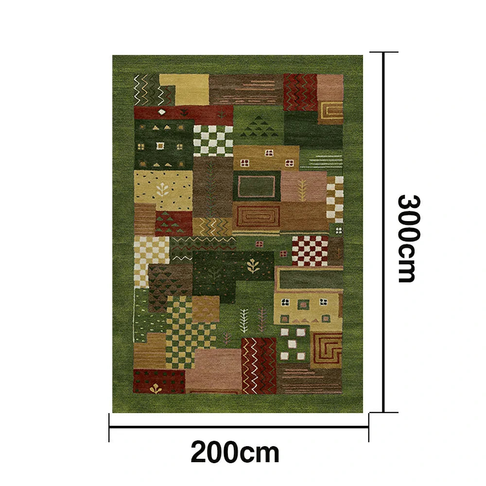 LIVARA 160/200cm Jade Green Loop-Pile Rug - Upgraded Non-Slip Eco Cotton-Latex Backing - Waterproof Stain-Resistant Soft & Durable - Green