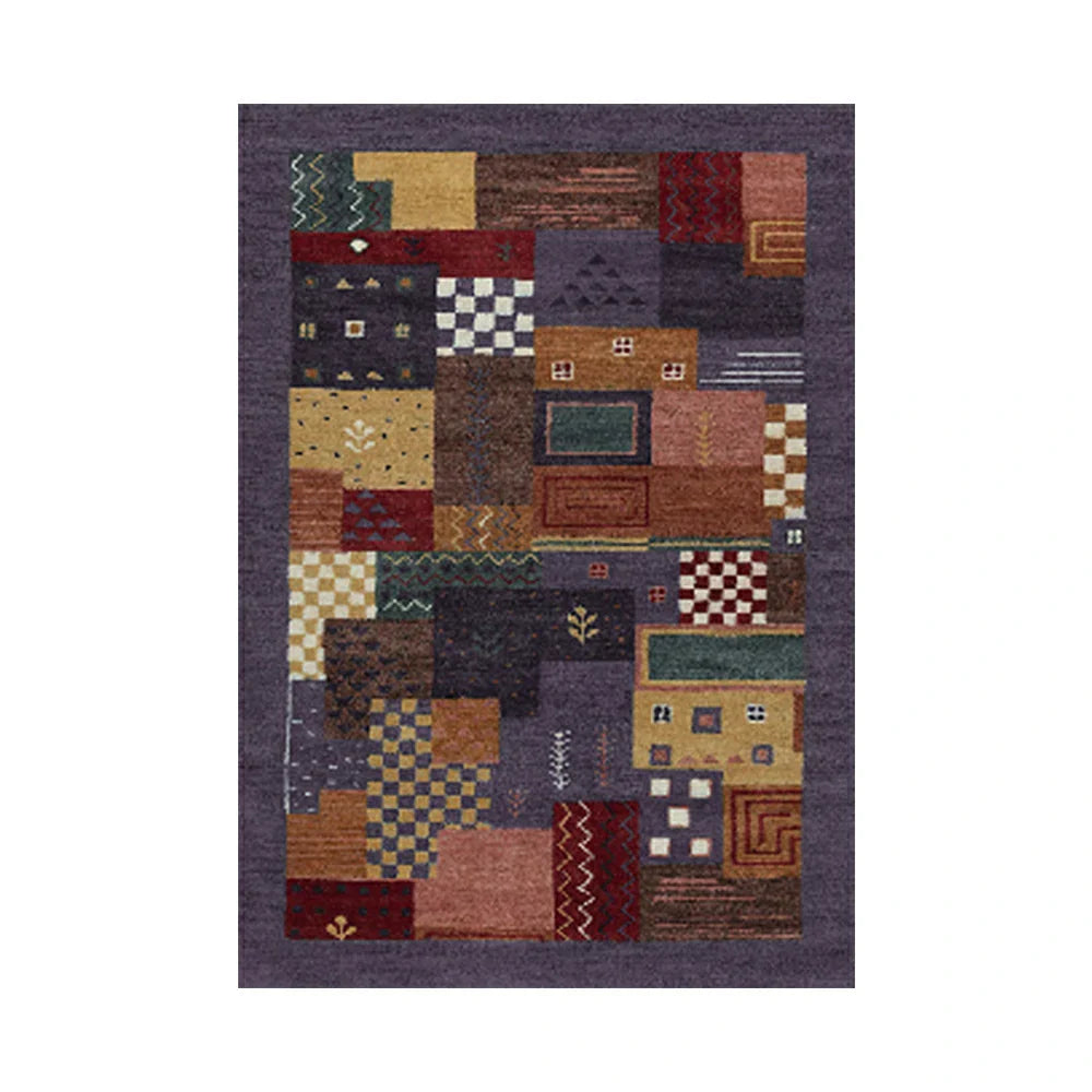 LIVARA 160/200cm Jade Green Loop-Pile Rug - Upgraded Non-Slip Eco Cotton-Latex Backing - Waterproof Stain-Resistant Soft & Durable - Purple