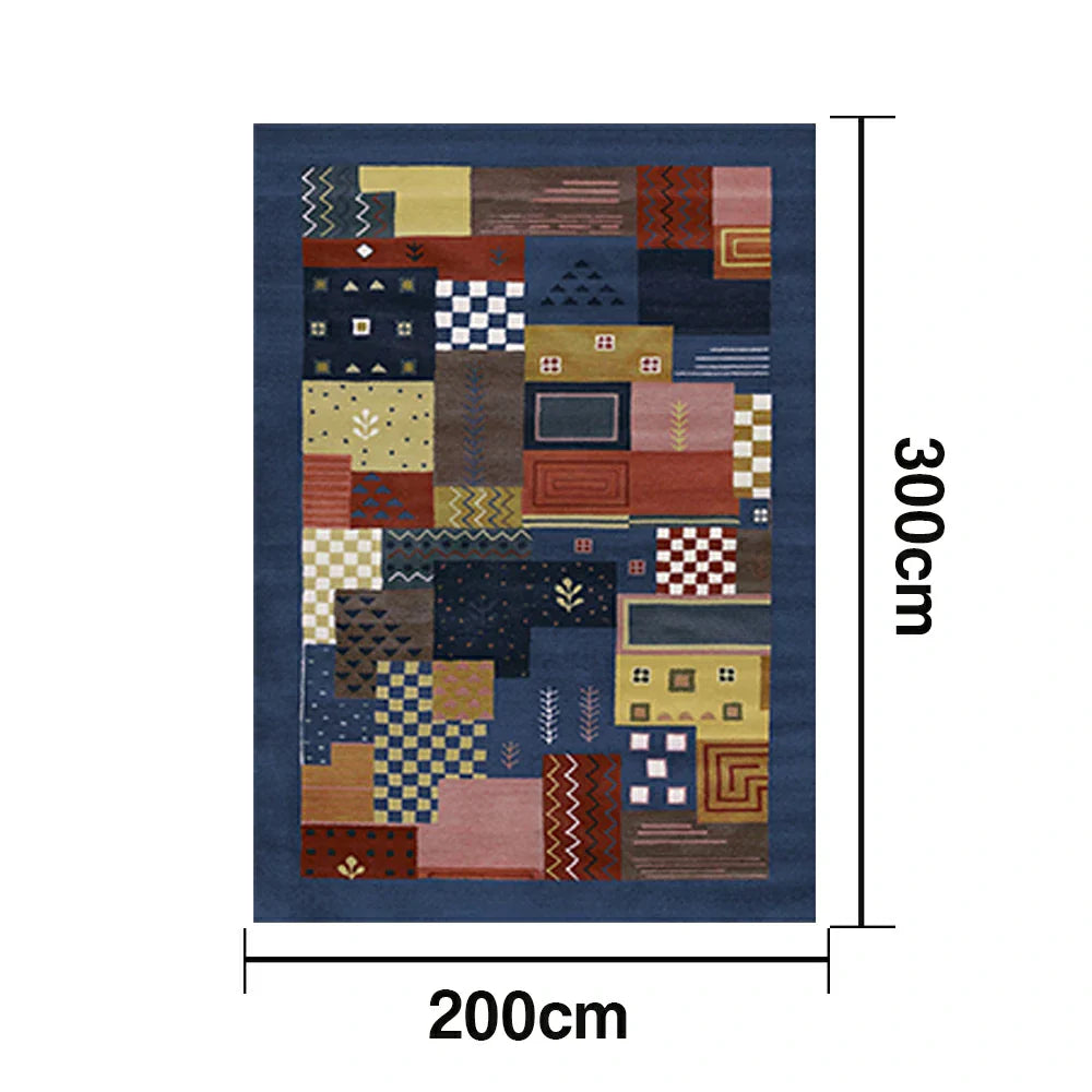 LIVARA 160/200cm Jade Green Loop-Pile Rug - Upgraded Non-Slip Eco Cotton-Latex Backing - Waterproof, Stain-Resistant, Soft & Durable - Blue