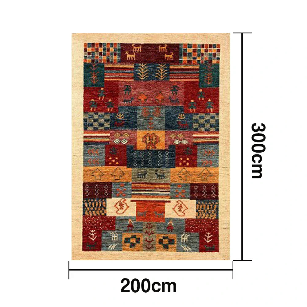 LIVARA 160/200cm Gabbeh Multi-Color Loop-Pile Rug - Upgraded Non-Slip Eco Cotton-Latex Backing - Waterproof Stain-Resistant Soft & Durable - Multi-Color