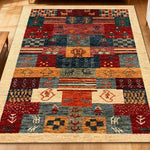 LIVARA 160/200cm Gabbeh Multi-Color Loop-Pile Rug - Upgraded Non-Slip Eco Cotton-Latex Backing - Waterproof Stain-Resistant Soft & Durable - Multi-Color