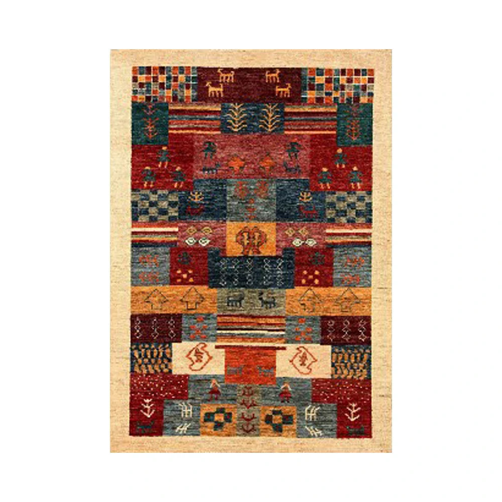 LIVARA 160/200cm Gabbeh Multi-Color Loop-Pile Rug - Upgraded Non-Slip Eco Cotton-Latex Backing - Waterproof Stain-Resistant Soft & Durable - Multi-Color