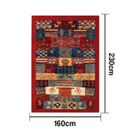 LIVARA 160/200cm Gabbeh Patchwork Loop-Pile Rug - Upgraded Non-Slip Eco Cotton-Latex Backing - Waterproof Stain-Resistant Soft & Durable - Red Multi
