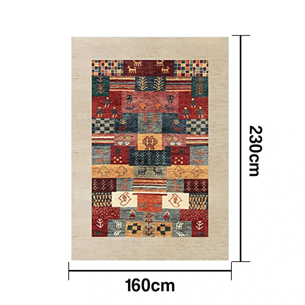 LIVARA 160/200cm Loop-Pile Rug - Upgraded Non-Slip Eco Cotton-Latex Backing - Waterproof Stain-Resistant Soft & Durable - Tribal Multi-Color