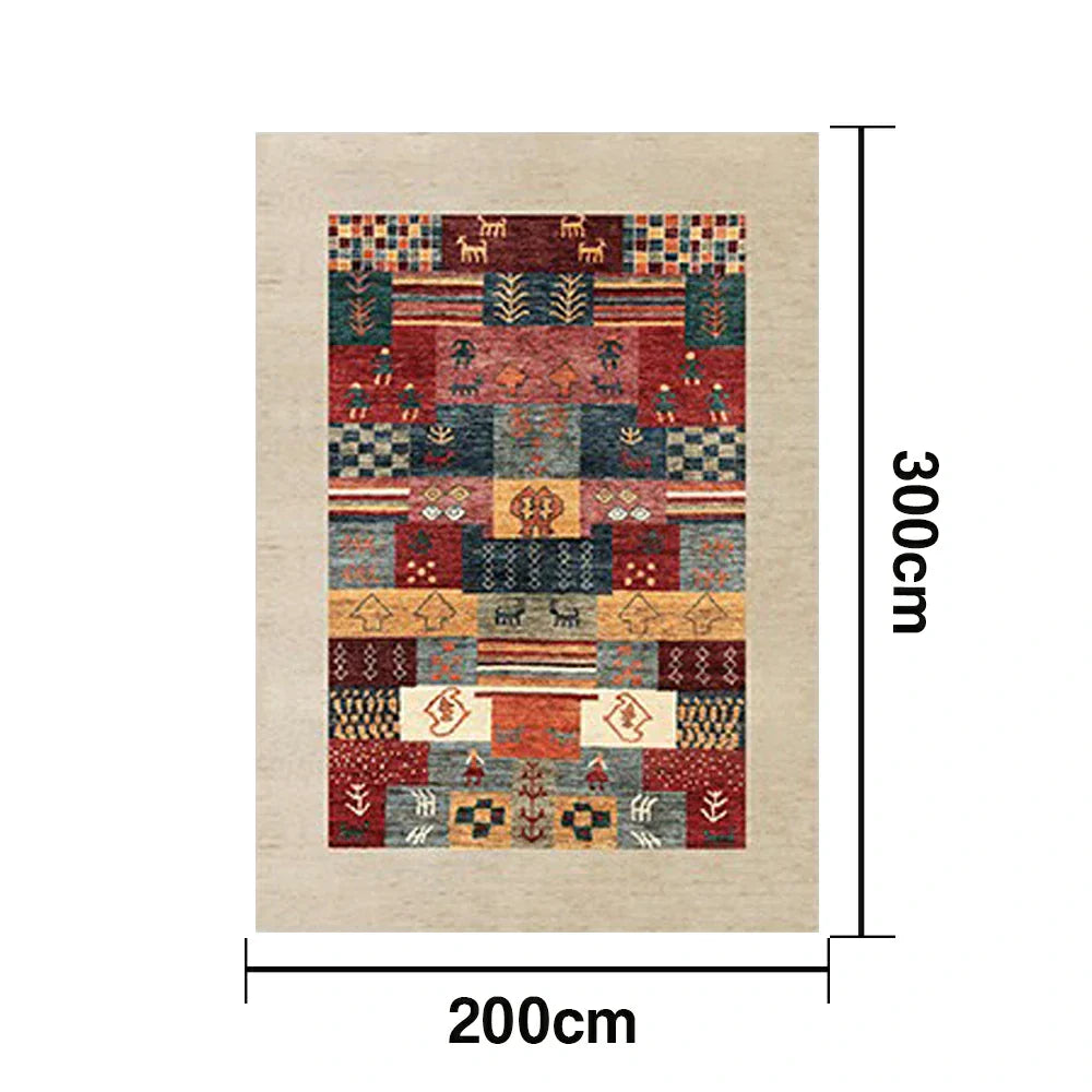 LIVARA 160/200cm Loop-Pile Rug - Upgraded Non-Slip Eco Cotton-Latex Backing - Waterproof Stain-Resistant Soft & Durable - Tribal Multi-Color