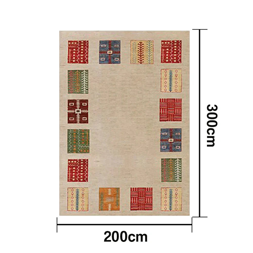 LIVARA 160/200cm Loop-Pile Rug - Upgraded Non-Slip Eco Cotton-Latex Backing - Waterproof Stain-Resistant Soft & Durable - Border Multi-Color