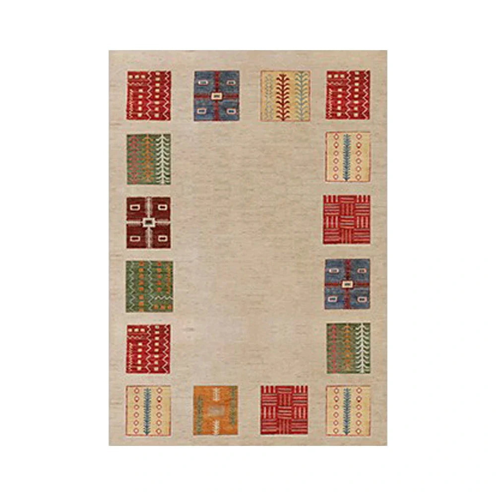 LIVARA 160/200cm Loop-Pile Rug - Upgraded Non-Slip Eco Cotton-Latex Backing - Waterproof Stain-Resistant Soft & Durable - Border Multi-Color