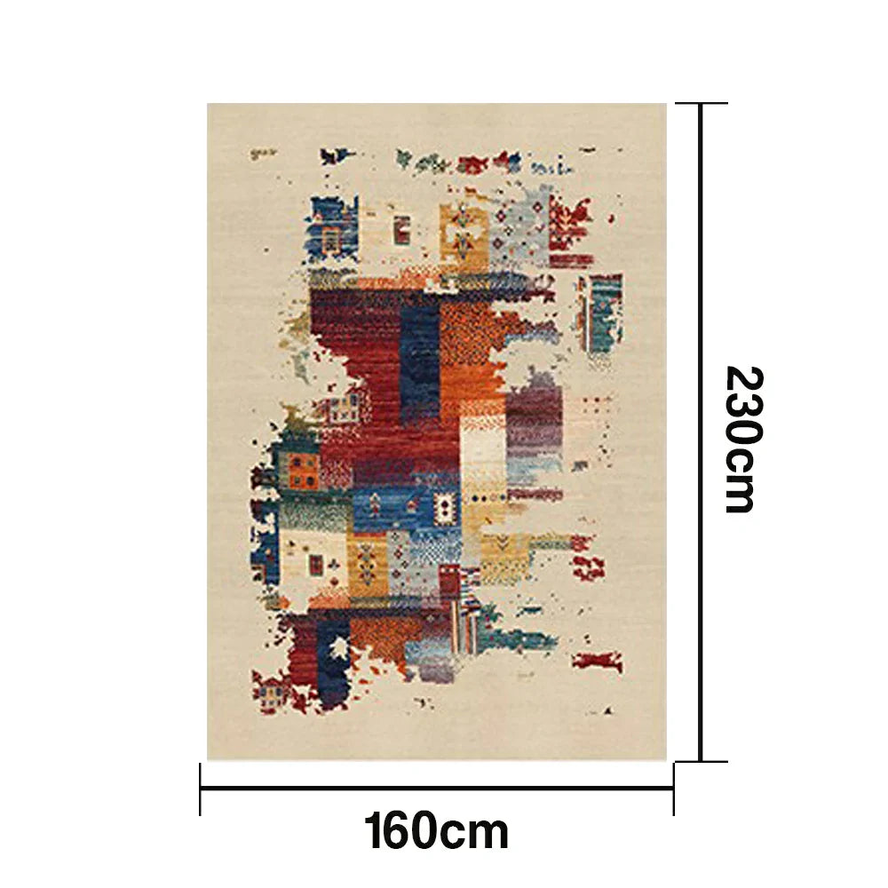 LIVARA 160/200cm Loop-Pile Rug - Upgraded Non-Slip Eco Cotton-Latex Backing - Waterproof Stain-Resistant Soft & Durable - Abstract Multi-Color