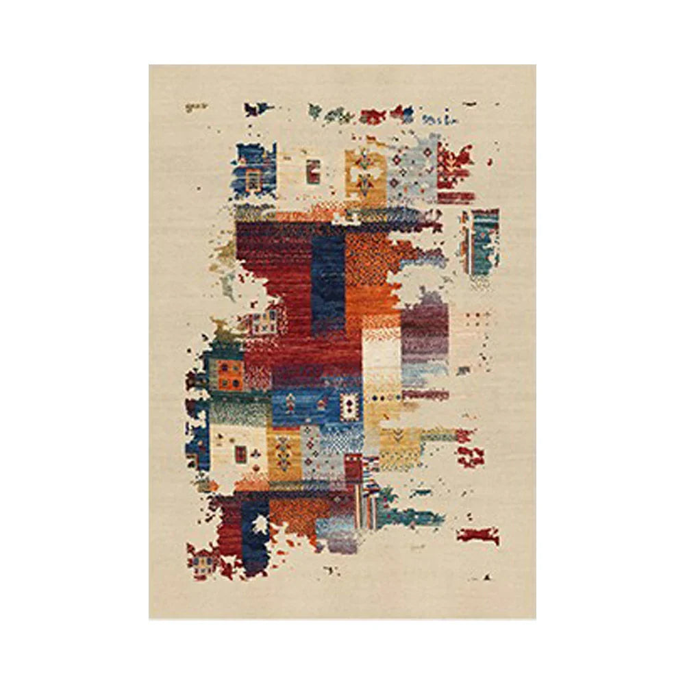 LIVARA 160/200cm Loop-Pile Rug - Upgraded Non-Slip Eco Cotton-Latex Backing - Waterproof Stain-Resistant Soft & Durable - Abstract Multi-Color