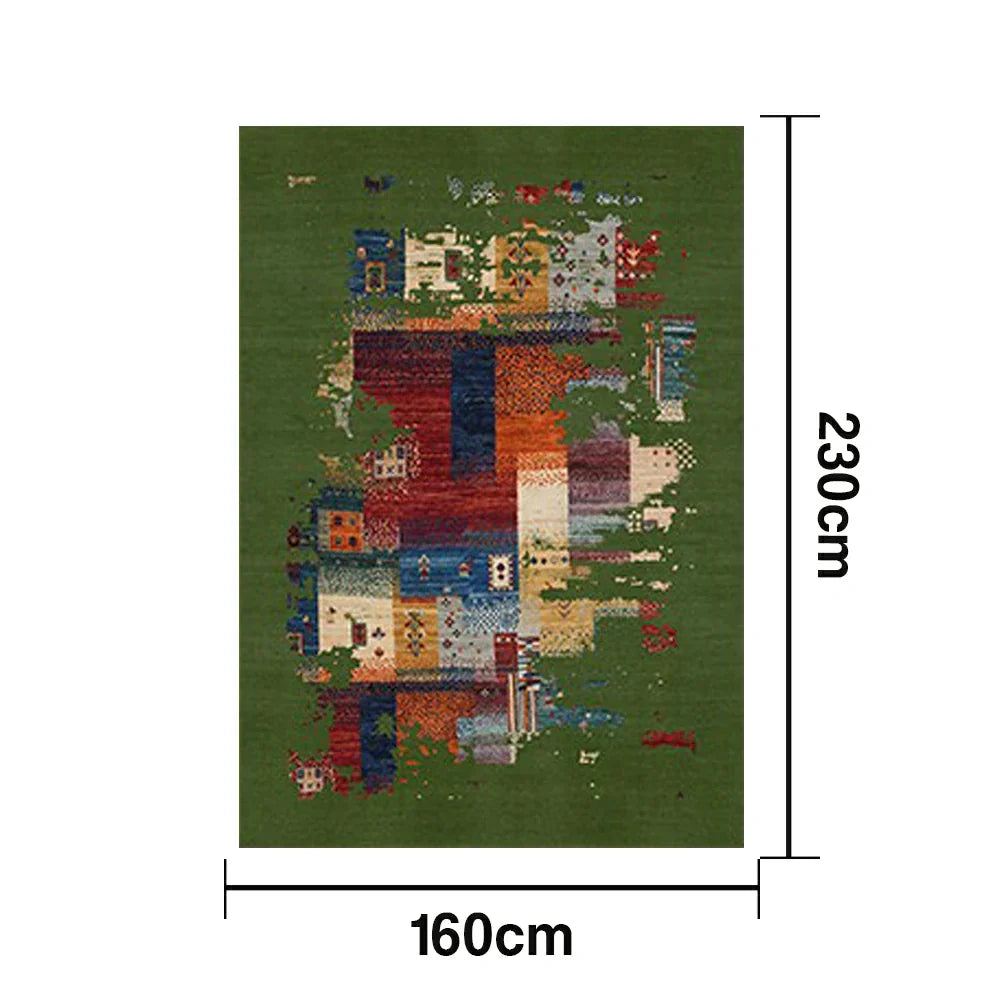 LIVARA 160/200cm Loop-Pile Rug - Upgraded Non-Slip Eco Cotton-Latex Backing - Waterproof Stain-Resistant Soft & Durable - Green