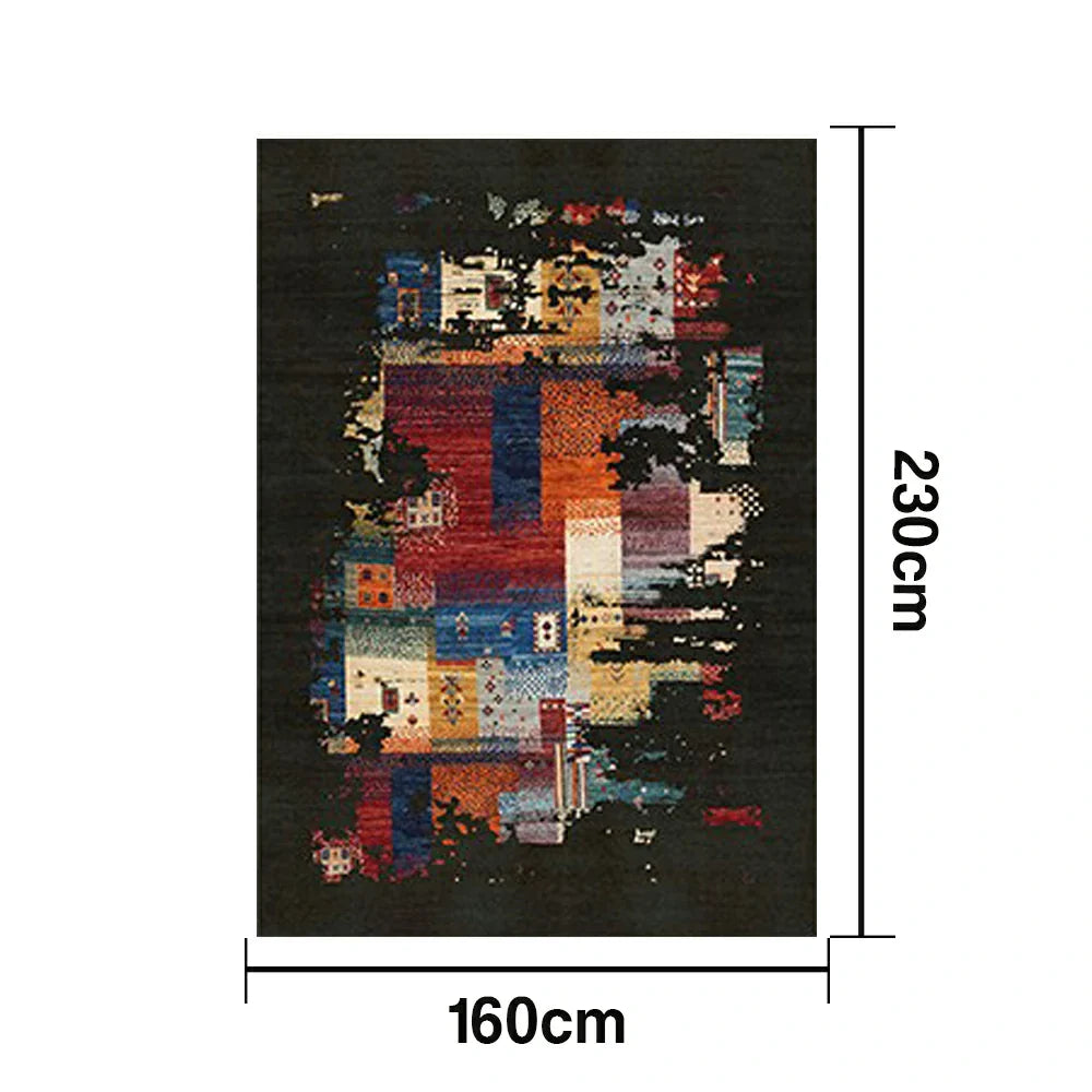 LIVARA 160/200cm Loop-Pile Rug - Upgraded Non-Slip Eco Cotton-Latex Backing - Waterproof Stain-Resistant Soft & Durable - Black