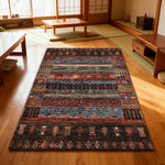 LIVARA 160/200cm Loop-Pile Rug - Upgraded Non-Slip Eco Cotton-Latex Backing - Textured Tribal Stripes Rich Color Layers Soft & Durable - Multi-Color