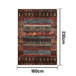 LIVARA 160/200cm Loop-Pile Rug - Upgraded Non-Slip Eco Cotton-Latex Backing - Textured Tribal Stripes Rich Color Layers Soft & Durable - Multi-Color