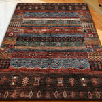 LIVARA 160/200cm Loop-Pile Rug - Upgraded Non-Slip Eco Cotton-Latex Backing - Textured Tribal Stripes Rich Color Layers Soft & Durable - Multi-Color