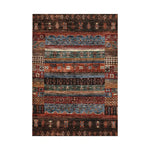 LIVARA 160/200cm Loop-Pile Rug - Upgraded Non-Slip Eco Cotton-Latex Backing - Textured Tribal Stripes Rich Color Layers Soft & Durable - Multi-Color