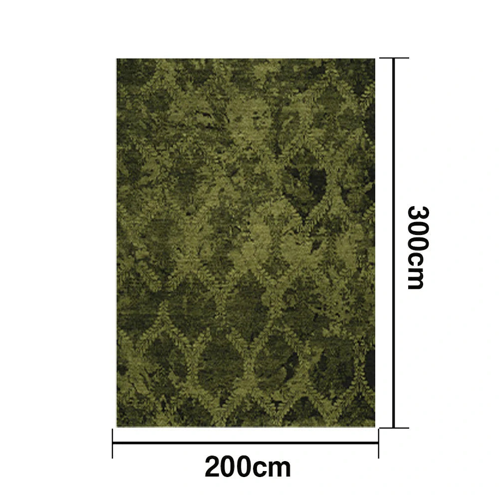 LIVARA 160/200cm Loop-Pile Rug Non-Slip Eco Cotton-Latex Backing Soft & Durable Easy to Clean - Fern Moss Green