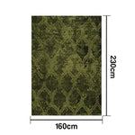 LIVARA 160/200cm Loop-Pile Rug Non-Slip Eco Cotton-Latex Backing Soft & Durable Easy to Clean - Fern Moss Green