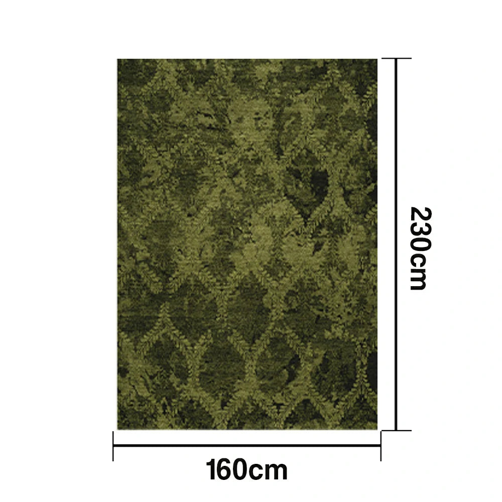 LIVARA 160/200cm Loop-Pile Rug Non-Slip Eco Cotton-Latex Backing Soft & Durable Easy to Clean - Fern Moss Green
