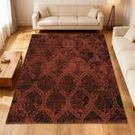 LIVARA 160/200cm Loop-Pile Rug Non-Slip Eco Cotton-Latex Backing, Soft & Durable Easy to Clean - Fern Wine Red