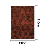 LIVARA 160/200cm Loop-Pile Rug Non-Slip Eco Cotton-Latex Backing, Soft & Durable Easy to Clean - Fern Wine Red