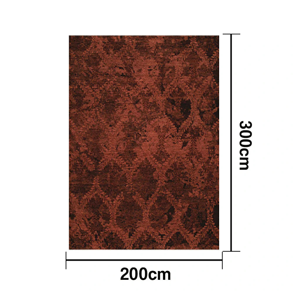 LIVARA 160/200cm Loop-Pile Rug Non-Slip Eco Cotton-Latex Backing, Soft & Durable Easy to Clean - Fern Wine Red