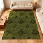 LIVARA 160/200cm Loop-Pile Rug - Non-Slip Eco Cotton-Latex Backing Easy to Clean Soft & Durable - Retro Dark Sage