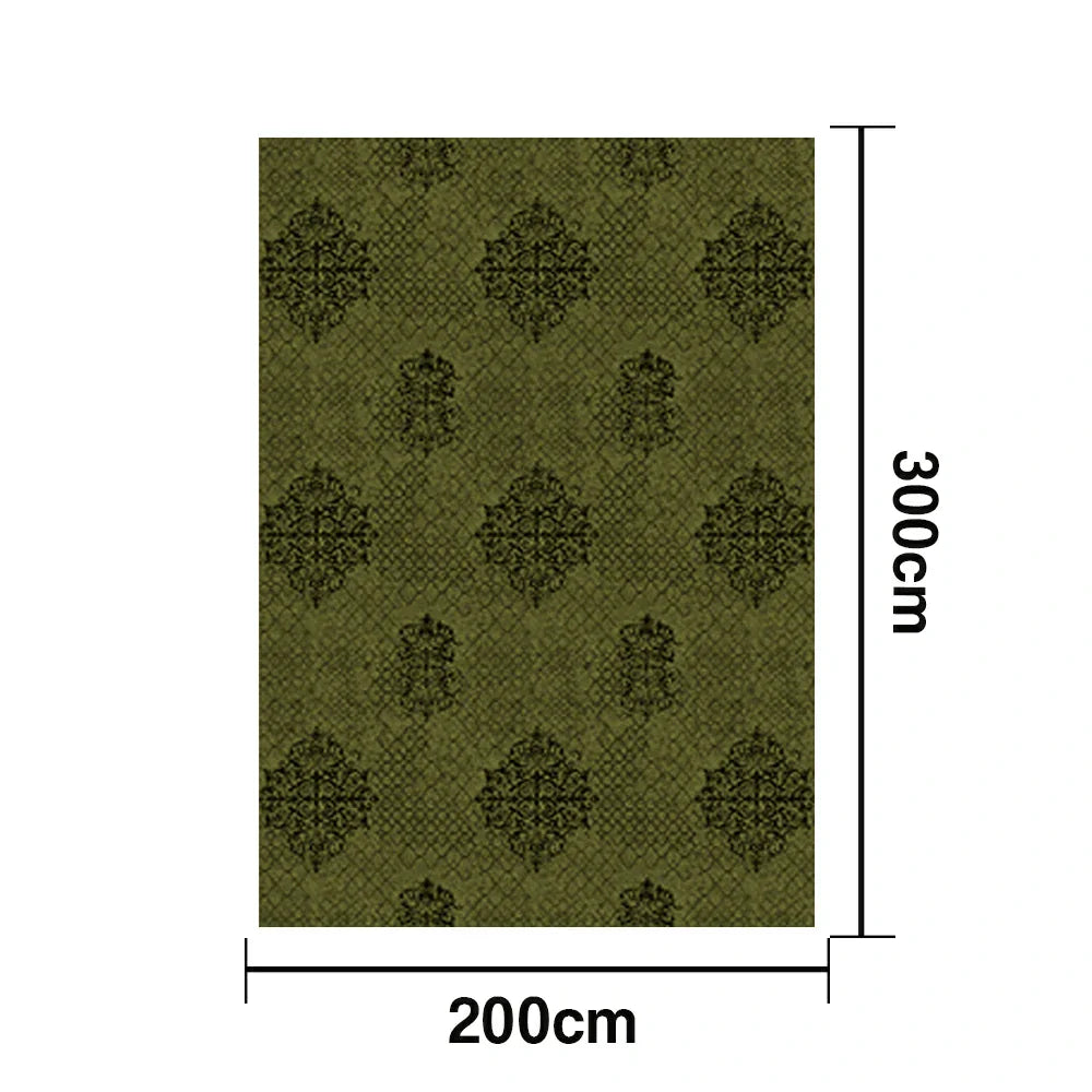 LIVARA 160/200cm Loop-Pile Rug - Non-Slip Eco Cotton-Latex Backing Easy to Clean Soft & Durable - Retro Dark Sage