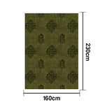 LIVARA 160/200cm Loop-Pile Rug - Non-Slip Eco Cotton-Latex Backing Easy to Clean Soft & Durable - Retro Dark Sage
