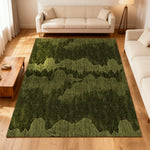 LIVARA 160/200cm Nature-Wave Loop-Pile Rug Non-Slip Eco Cotton-Latex Backing Soft & Durable Easy to Clean - Forest Green