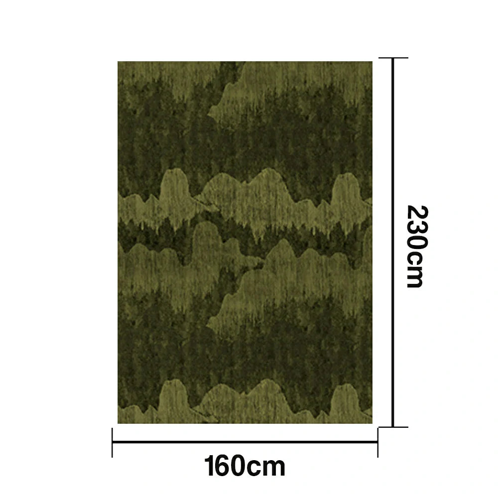 LIVARA 160/200cm Nature-Wave Loop-Pile Rug Non-Slip Eco Cotton-Latex Backing Soft & Durable Easy to Clean - Forest Green