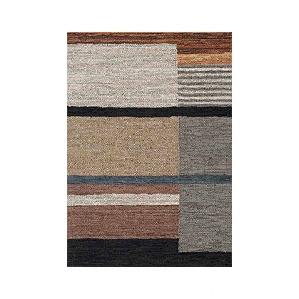 LIVARA 160/200cm Modern Multi-Tone Loop-Pile Rug Non-Slip Eco Cotton-Latex Backing Soft & Durable Easy to Clean - Mosaic Tan/Grey